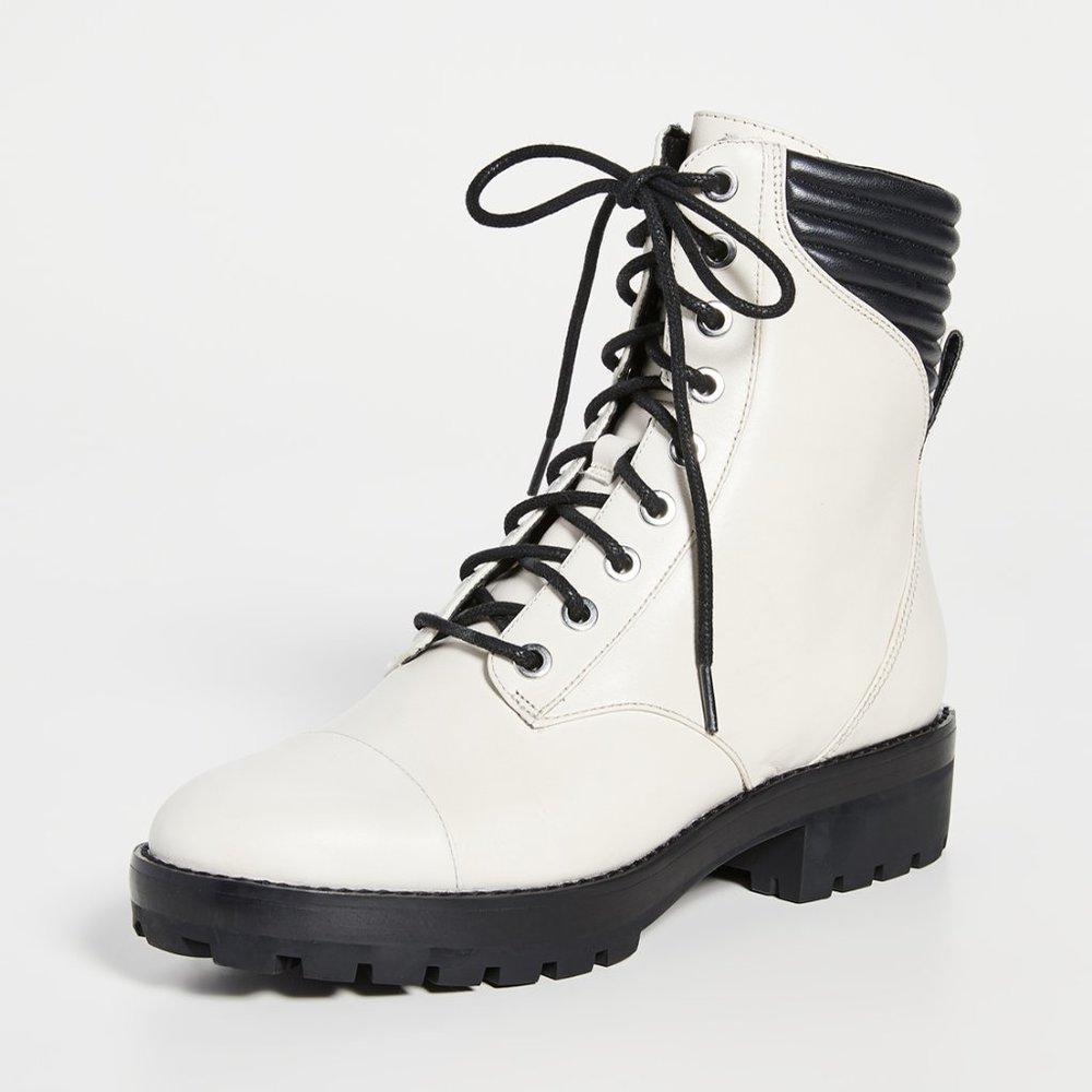 Michael Kors Bastian Lace-up White Combat Boots - Picture 2 of 12